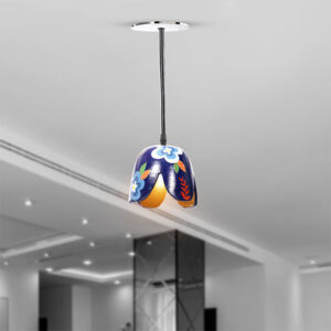 Handmade Terracotta/Clay Midnight Blue Wave Ceiling Lamp