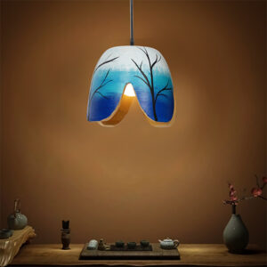 Handmade Terracotta Scenic Deciduous Tree Wave Ceiling Lamp