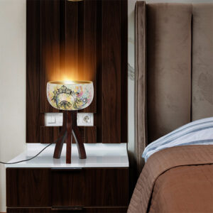 Modern Table Lamp Wood and Terracotta Fusion