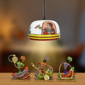 Handmade Madhubani Charm Terracotta Pendant Ceiling Lamp